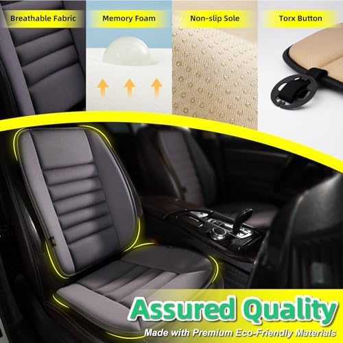 kingphenix Car Seat Cushion with Back Support Pillow, Memory Foam, Grey - Image 3