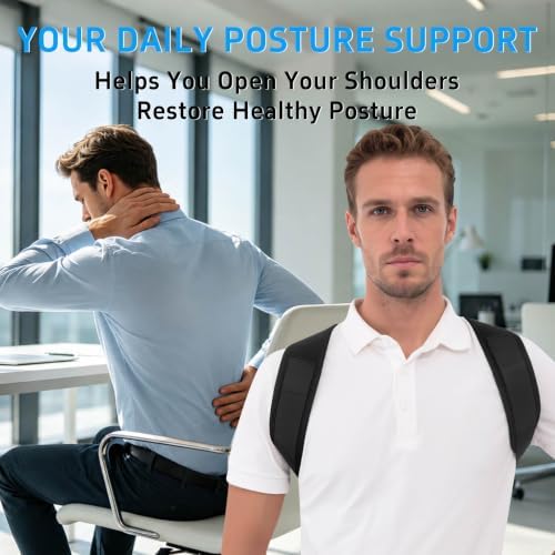 Posture Corrector for Women and Men, Adjustable Back Brace Support, Back Straightener for Rounded Shoulders and Hunchback Support, Upper Back Brace Shoulder Straightener for Neck, Shoulder and Upper Back Support, Breathable Invisible Under Clothes (Bla... - Image 2