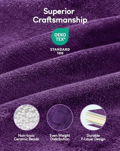 Cottonblue Weighted Blanket 15 lbs Queen Size, Flannel Shaggy Sherpa Weighted Blanket for Adults Comfortable Weighted Blankets for Calming and Relax, Bed Sofa Heavy Blankets, 60x80 inches, Purple - Image 4
