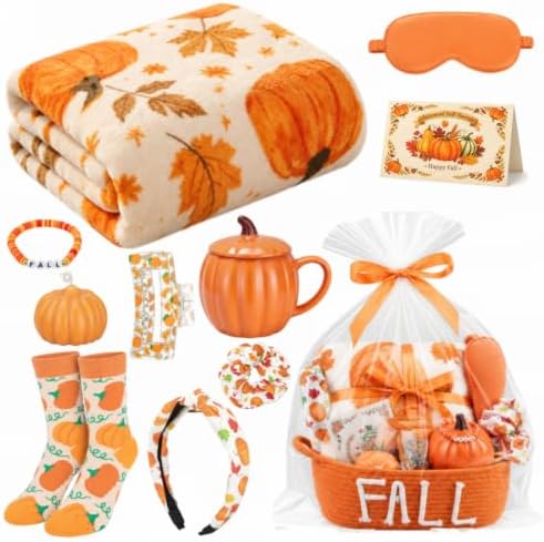 Willinglong Fall Gift Basket for Women, 11 Piece Autumn Self-Care Gift Set by Willinglong