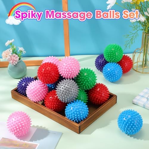 Liliful 24 Pcs Spiky Massage Ball Hard Foot Ball Roller Massager Firm Foot Arch Trainer 3 Inch for Deep Tissue Plantar Fasciitis Back Hands Muscles Soreness Exercise (Mixed Color) - Image 2