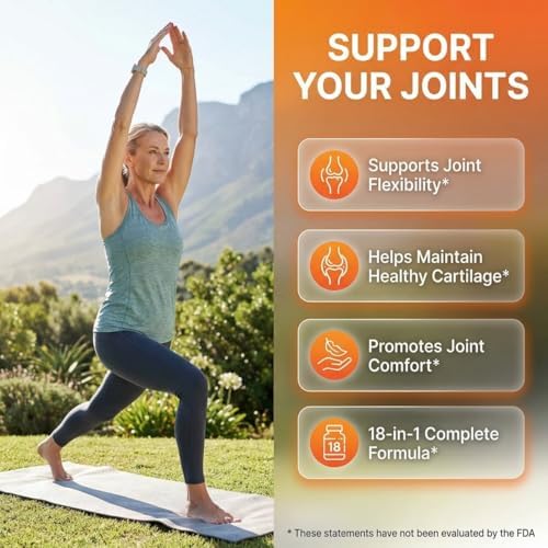 Glucosamine Chondroitin MSM Collagen Joint Supplements for Women & Men with Turmeric Curcumin, Collagen, Hyaluronic Acid, Boswellia Omega 3 Knee Flexibility Support Complex Vitamin Capsules 120 Count - Image 2