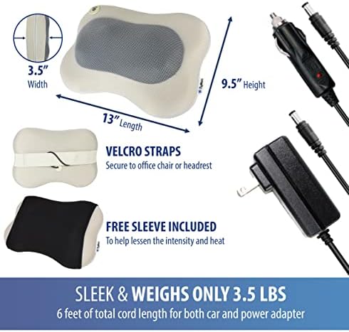 Zyllion ZMA-13 Back and Neck Massager with Heat for Pain Relief, Cream - Image 6