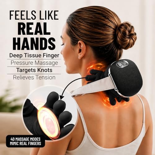 BeFit24 Deep Tissue Neck Massager with Heat, Upgraded 4D Feels Like Real Hands, Shiatsu Shoulder & Back Massager, Cordless Rechargeable for Relaxation & Comfort - Image 2