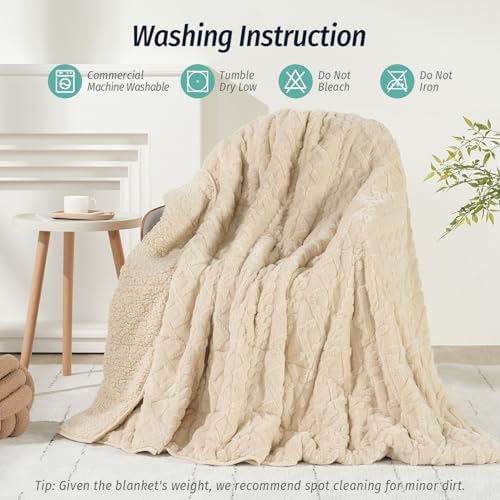 Wemore Adults Weighted Blanket for Sleep Queen Size 15 lbs 60" x 80" Khaki - Image 7