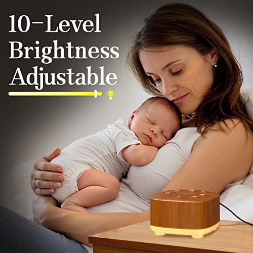 Meditation White Noise Machine Sound Machine 30 Soothing Sounds 12 Night Light 5 Auto-Off Timer Portable Sleep Machine for Travel Powered by AC or USB Sleep Therapy for Baby Kids Adults (Wood Grain) - Image 4