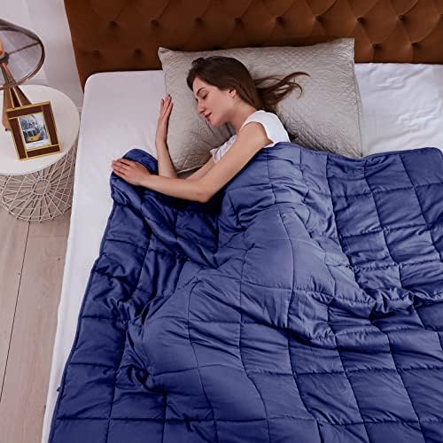 L'AGRATY Weighted Blanket for Adults 20lbs, 48"x72" Twin Full Size Cooling Heavy Blanket Breathable Microfiber Big Throw Blanket for Summer Fall Winter, Navy - Image 4