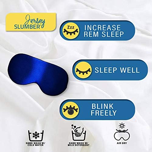 Silk Sleep Eye Mask for Men Women, Comfortable Super Soft Eye Mask with Adjustable Strap, 100% Pure Silk, Blocks Light, Jersey Slumber (Blue, 1 Count (Pack of 1)) - Image 2