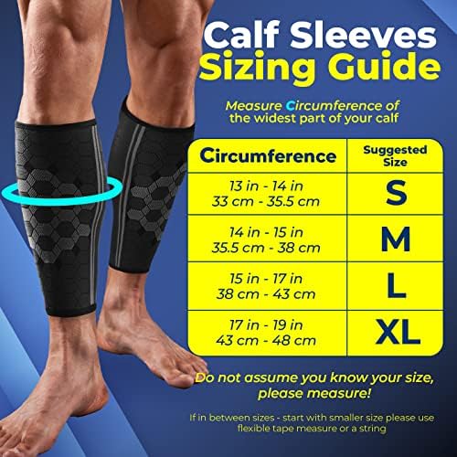 Sparthos Calf Compression Sleeves, Shin Splint Relief Men, Women - Black-XL - Image 5