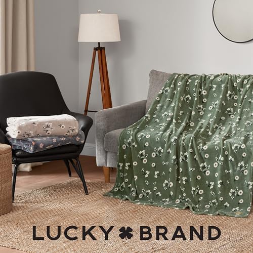 Lucky Brand Cozy Plush Blanket - Premium Microfiber Throw for Luxurious Comfort and Style, 50" x 70", Daisy Green Floral - Image 6