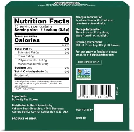 VAHDAM, Butterfly Pea Flower (15 Pyramid Bags) Vegan, Non-GMO | Delicate & Earthy | Direct From Source – Plant-Based Biodegradable | Brew Iced Tea, Cooking, Mocktails & Cocktails - Image 2