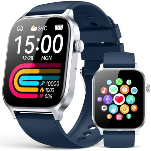 Smart Watches for Women Men, Fitness Tracker Watch with 110 Sports Modes, Step Counter/Sleep Monitor/Pedometer, IP68 Waterproof, Bluetooth Call & Music Control Smartwatch for iPhone/Android,Blue by PayBay