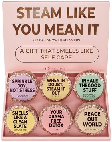 MESMOS Shower Steamers Aromatherapy 6pack Gift Set, Self Care Gifts for Women, Essential Oil Shower Bombs, Spa Stress Relief Birthday Kit. Lavender Eucalyptus Menthol Rose Citrus Grapefruit Lemongrass by MesmorizingMemoriesMoments