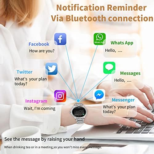 Smart Watch for Women with Diamonds (Answer/Make Call),1.32''Full Screen Smart Watch for Android /iOS,Fitness Tracker with Heart Rate/Blood Oxygen/Sleep Monitor/AI Voice Watches for Women,3 Straps - Image 4