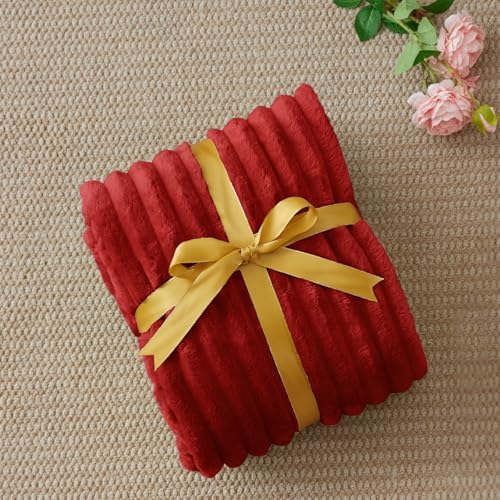 BEDELITE Ribbed Fleece Throw Blanket for Couch, Burgundy, 50"x70" - Image 6