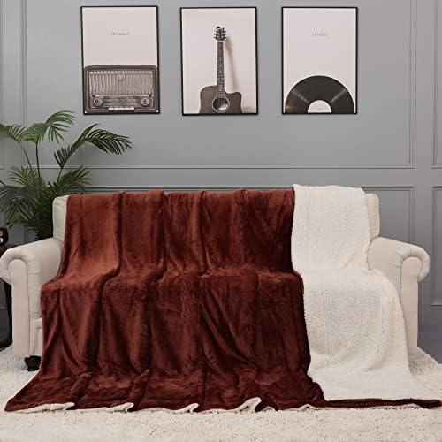 NANPIPER King Size Sherpa Blanket, Soft Fleece Throw for Bed, Reversible Thick Fuzzy Blanket for Winter (Brown, 90x108 inches) - Image 4