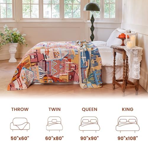 MSGKV Roman Castle Cotton Throw Blanket 60"x80" Art Woven Twin Blanket - Image 5