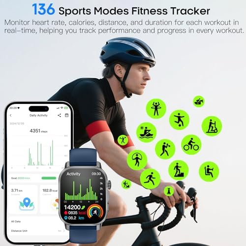 Yowow BIT Smart Watch for Men Women with 2.0" HD Display, Blood Pressure Oxygen Heart Rate Sleep Monitor, 136 Sports Modes, IP68 Waterproof Fitness Tracker with SOS, Flashlight (Pink) - Image 4