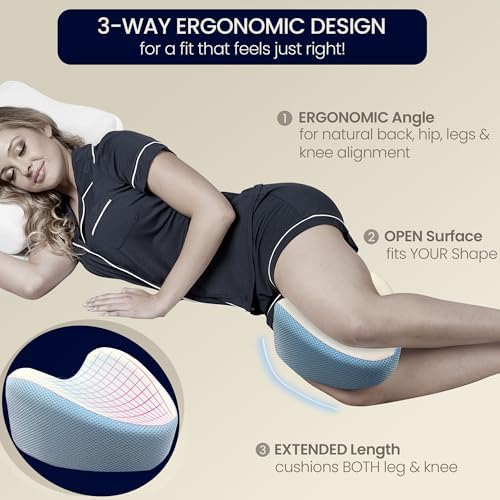 Contour Legacy Cool Leg & Knee Foam Support Pillow for Side Sleepers Soothing Relief for Back, Hips, Knees, Joints, Nerves & Muscles - Image 2