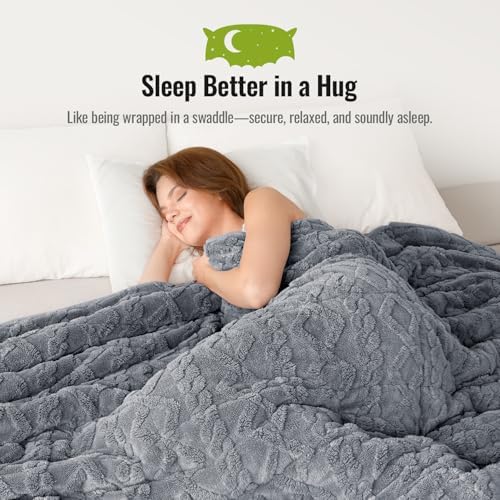 Uttermara Weighted Blanket for Adults Queen Size 20lbs 60x80 inches, Dual Sided Soft Jacquard Sherpa Weighted Blankets, Thick Heavy Blanket for Sleeping and Calming, Grey - Image 3