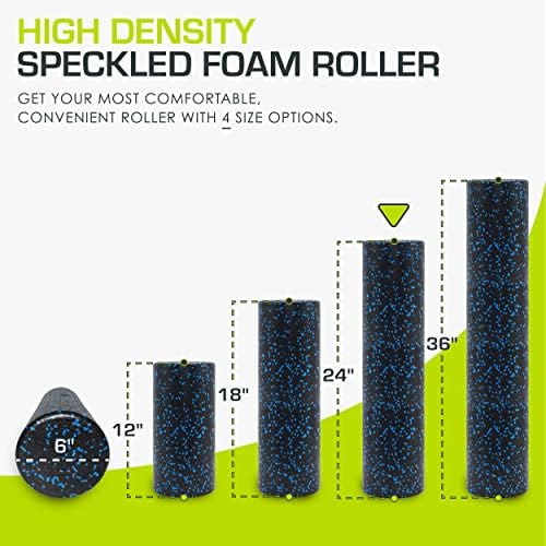 ProsourceFit High Density Foam Rollers 24 - inches long, Firm Full Body Athletic Massage Tool for Back Stretching, Yoga, Pilates, Post Workout Muscle Recuperation, Black/Blue - Image 2