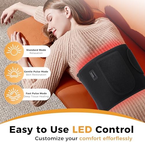 Red Light Therapy for Body, Infrared Red Lights Belt 660nm & 850nm Infra LEDs Light for Body Back Knee Hands Waist Relax, Birthday Christmas Gift for Women Men Mom Father Lover 21.45 * 11 Inch - Image 6