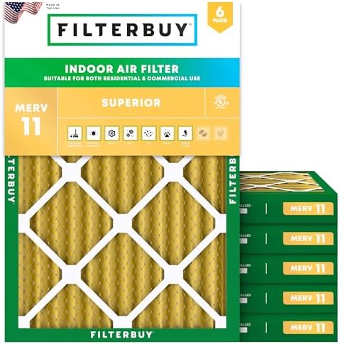 Filterbuy 20x22x2 Air Filter MERV 11 Pet & Allergy Defense (6-Pack) by Filterbuy