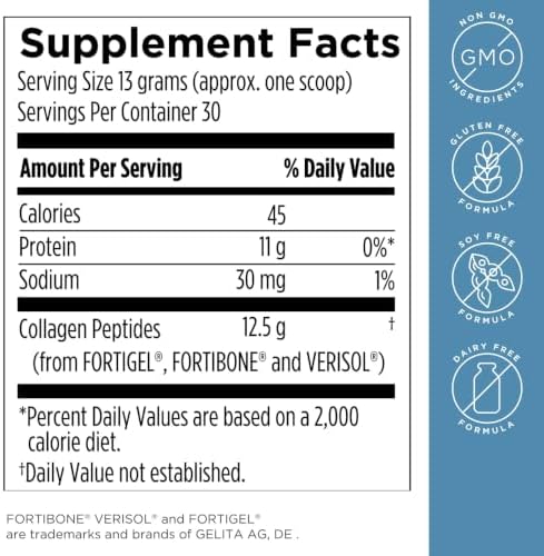 Designs for Health Whole Body Collagen Powder - Hydrolyzed Collagen Peptides Powder for Healthy Skin & Hair, Joint + Bone Health - Fortigel & Verisol Collagen, Unflavored (30 Servings) - Image 6