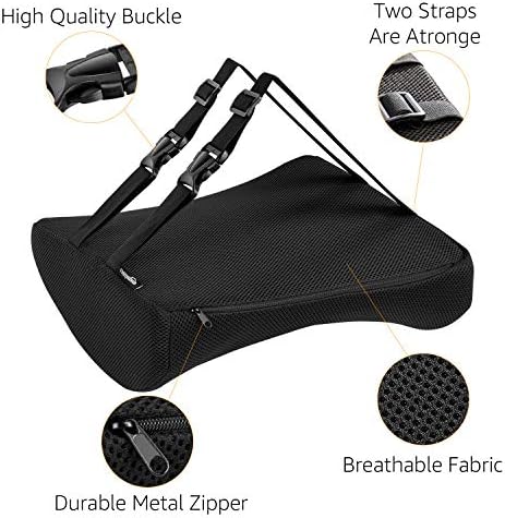 Amazon Basics Comfortable Seat Cushion & Lumbar Support for Office Chairs, Memory Foam with Cooling Gel, Non-Slip, Black - Image 3
