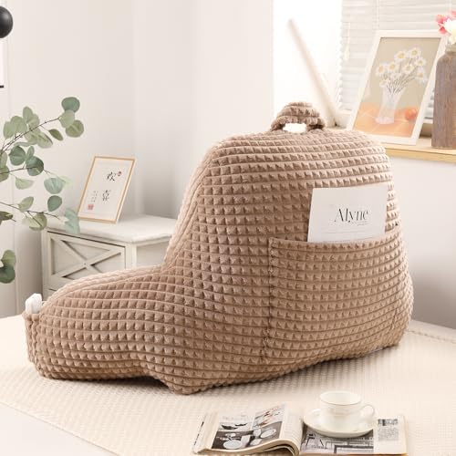 Reading Pillow with Arms for Sitting in Bed,Backrest,Khaki Flannel,M - Image 6