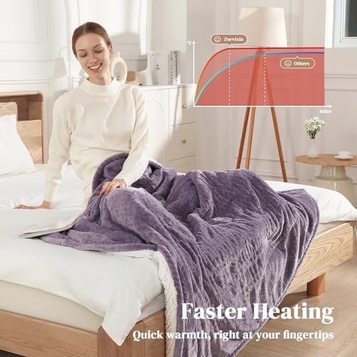 Twin Electric Blanket 62"x84" Heating Blanket Twin Heated Blanket, Lavender - Image 4