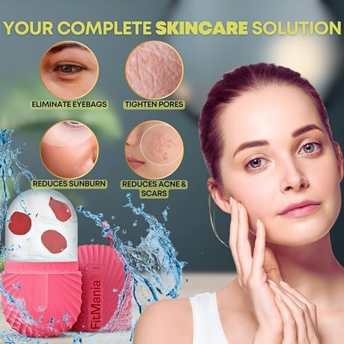 Ice Roller For Face with 2 Premium Heads, Facial Ice Roller for self Skin Care of all Types , Cold Face Ice Roller Facial Massager for Eye Puffiness relief , Wrinkles , Migraine & TMJ Relief Massager - Image 4