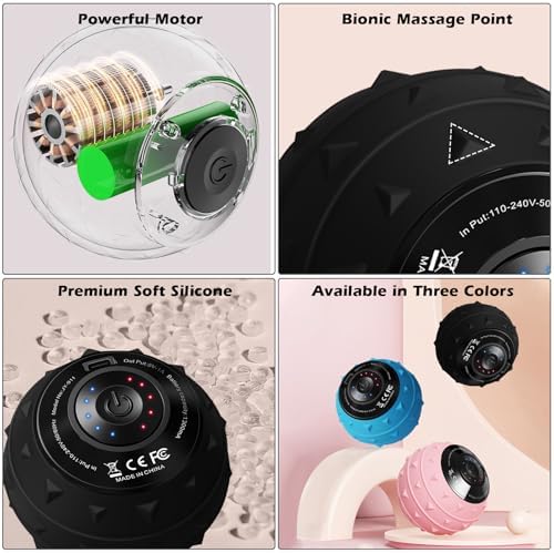 5-Speed Vibrating Massage Ball: Silicone Electric Massager with Auto Shut-Off, Physical Therapy Ball for Fitness, Mobility, and Relaxation, Wellness Gift (Black) - Image 6