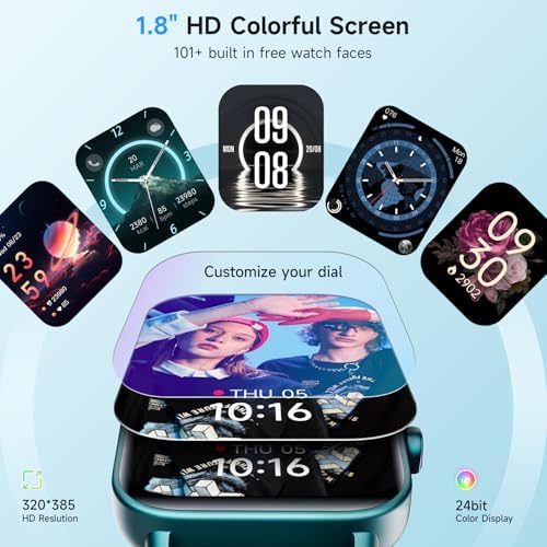 Smart Watch for Women Android iPhone, Alexa Built-in, 1.8" Smartwatch with Heart Rate/SpO2/Sleep Monitor, IP68 Waterproof Activity Fitness Tracker with Bluetooth Call, 100+ Sport Mode, DarkGreen - Image 5
