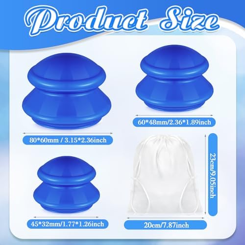 TrelaCo 6 Pcs Silicone Cupping Kit for Massage Therapy,Solid Blue - Image 2