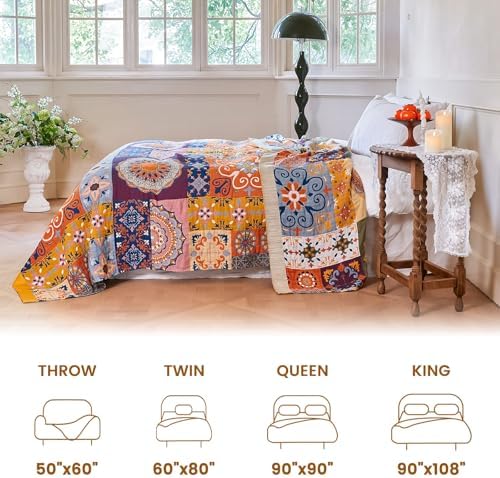 MSGKV Boho Throw Blanket 50"x60" Summer Cotton Roman Woven Throw Blanket - Image 5