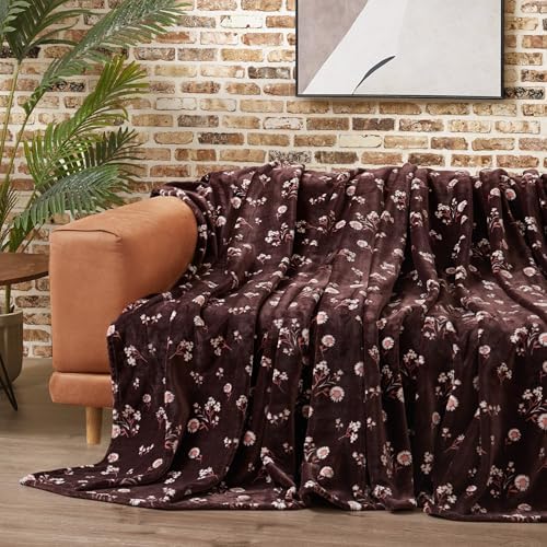 Lucky Brand Daisy Brown Floral 90"X90" Cozy Plush Blanket - Premium Microfiber Throw for Luxurious Comfort and Style Full/Queen Size - Image 4