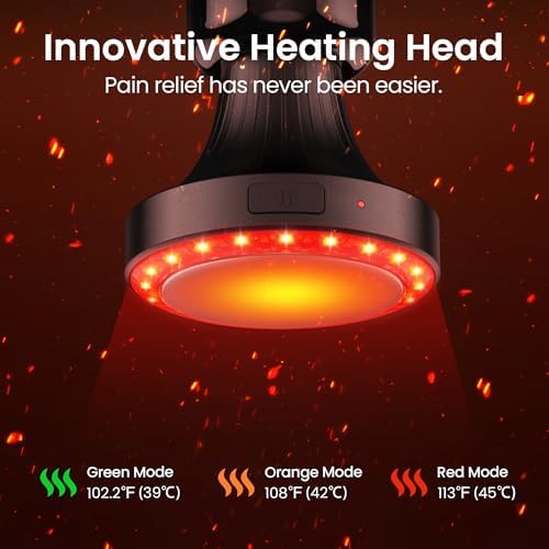 NAPRE 3-in-1 Detachable Massage Gun with Heat,Mini Massage Gun Deep Tissue with Extension Handle,Portable Handheld Percussion Muscle Massager for Back/Neck/Body,Small & Quiet,5 Heads - Image 3