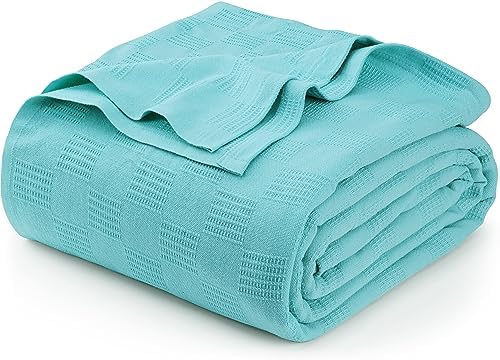 Utopia Bedding 100% Cotton Thermal Blanket Mint Twin, 90x72 Inches by UTOPIABEDDING