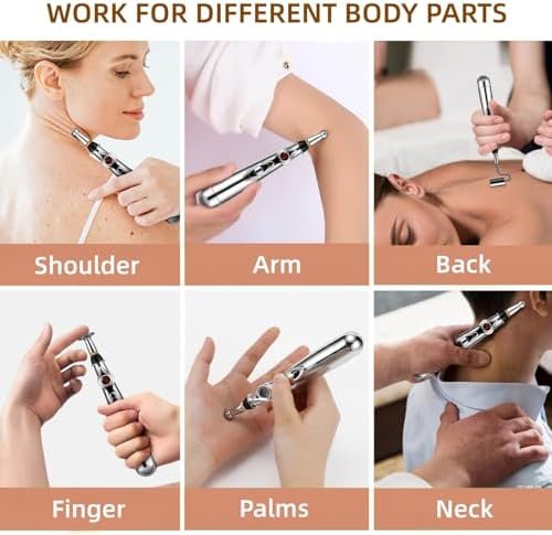 5-in-1 Massage Acupuncture Pen, Electronic Pain Relief Therapy, Meridian Energy Massager Pen Self Massage Tools Muscle Healing with Massaging Gel - Image 6