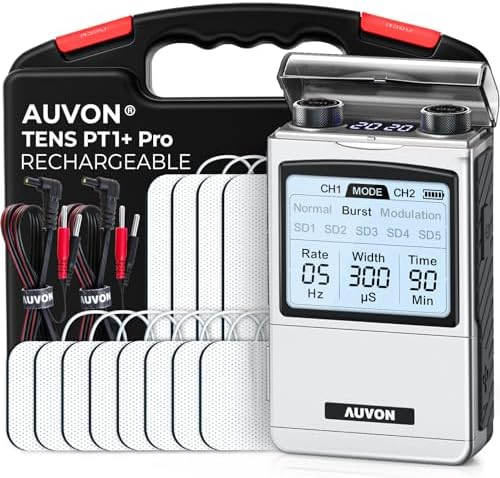 AUVON Rechargeable Digital TENS Unit Muscle Stimulator, Customizable 8-Mode by AUVON