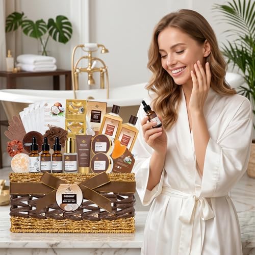 Gifts for Women & Men, 32 Pcs Coconut Vanilla Spa Gift Basket Set for Women - Image 4