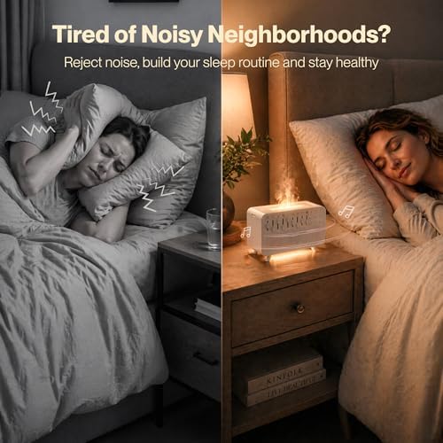 White Noise Machine with 8 Mixable Nature Sounds, Flame Light & Aroma Diffuser – Desktop Sound Machine for Sleep, Office, Yoga & Meditation, with Timer, Bluetooth & USB Power - Image 6