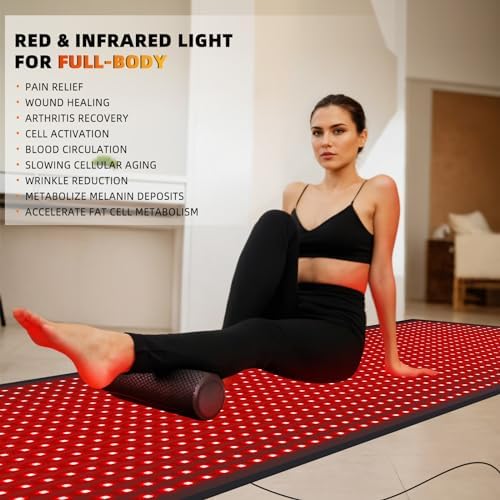 Red Light Therapy Mat Full Body, 71"x31" Red Light Blanket Infrared Light Therapy Heating Pad Super Large 1280 LEDs 660nm&850nm for Whole Body Pain Relief, Body Relax, Energy Recovery, Joint Repair - Image 4