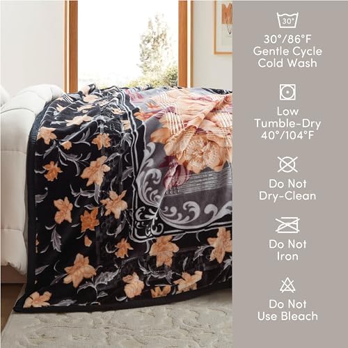 Nestl Korean Mink Blanket King Size - 12 Lbs Velvet Fleece Korean Blanket - 2 Ply Warm & Thick Winter Blanket - Wrinkle & Fade Resistant - 87 x 94 Inches (Black & Grey) - Image 6