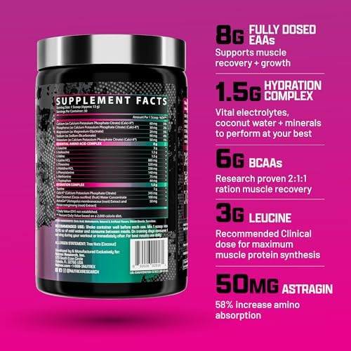 Nutrex Research EAA Hydration | EAAs + BCAA Powder | Muscle Recovery, Strength, Muscle Building, Endurance | 8G Essential Amino Acids + Electrolytes | Strawberry Watermelon 30 Serving - Image 4