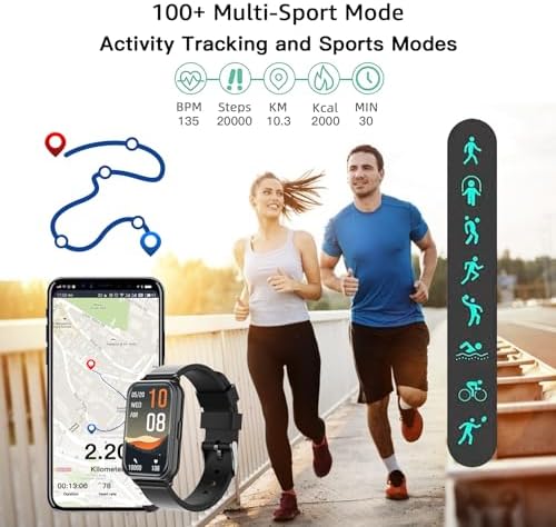 Smart Watch Fitness Tracker Make/Answer calls for Women Men with Heart Rate Blood Oxygen Sleep Monitor Sports Modes Step Calorie Counter IP68 Waterproof for Android Phones iPhone (Rectangle, Black) - Image 6