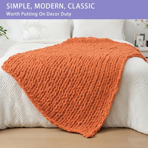 Bigacogo Chunky Knit Throw Blanket for Couch, 40x60 inches, Terracotta - Image 3