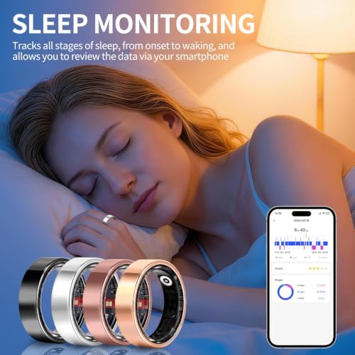 Smart Ring Fitness & Sleep Tracker HR Monitor (Silver, 7) - Image 3