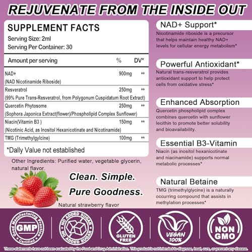 NAD+ Supplement for Women Men, Liquid Nad⁺ Plus Resveratrol,NMN Alternative - Image 2